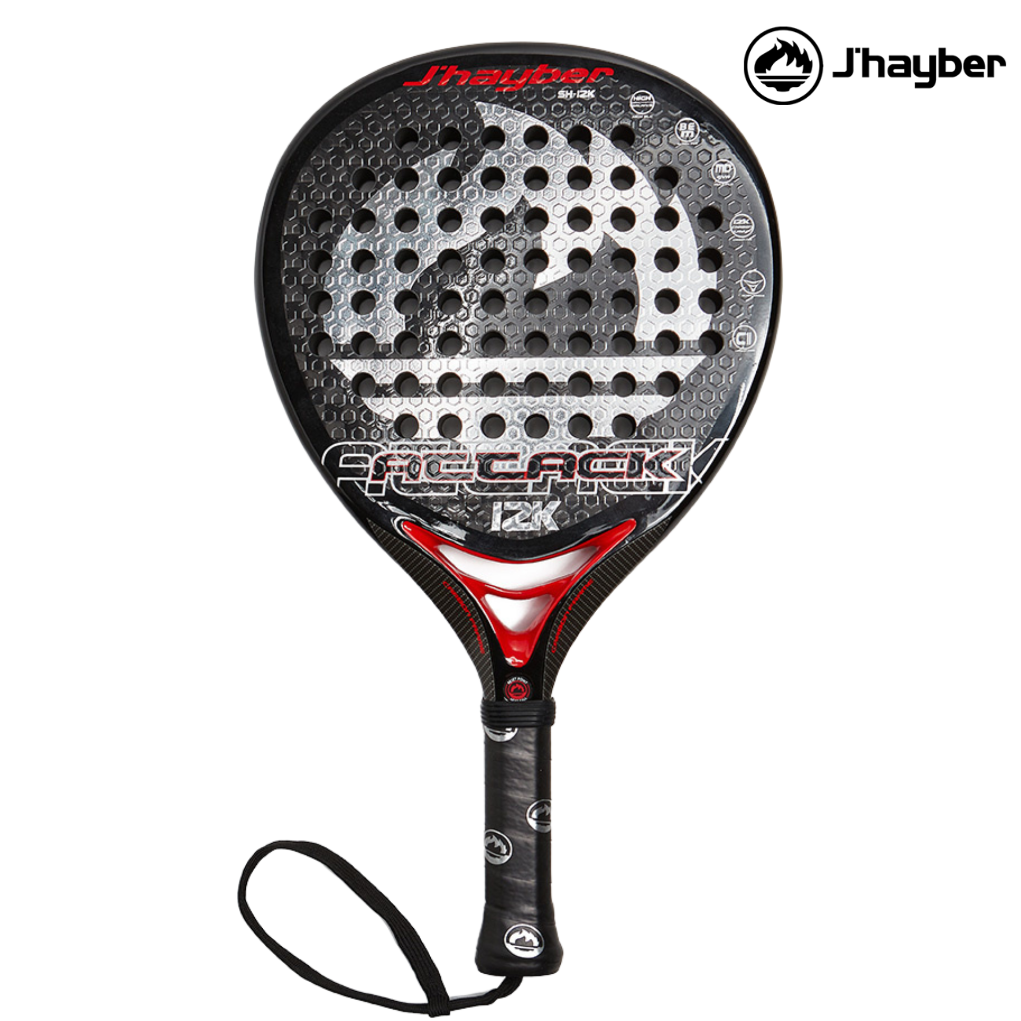 J'hayber Attack Sh12K Black-Red | Padel Racket